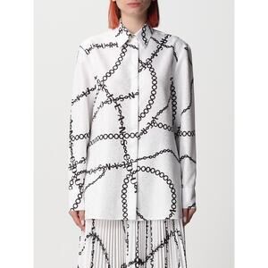 Versace Jeans Couture Chain-Link Print Button-Up Shirt White Women's Size US 6